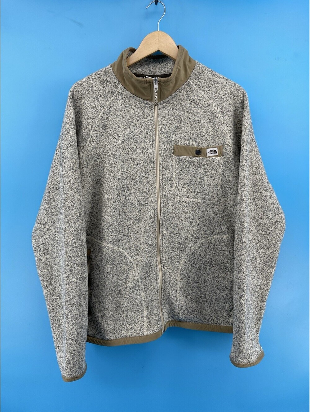 The North Face Men’s L Full Zip Sweater Fleece Jacket Gray Outdoor Coat